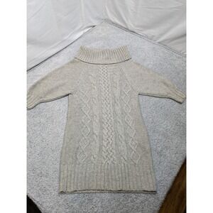 Kokun Women's Sweater Dress Small Gray‎ Cable Knit Cowl Neck Cashmere Wool Blend